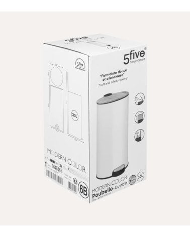 Cubo de Basura Modern Negro con Tapa de Bambú