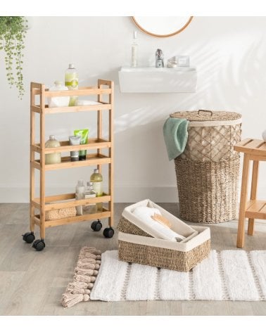 Carrito Auxiliar Estrecho, 4 Compartimentos, Portaescobillas, 62x19