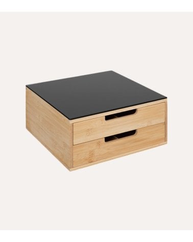 Portacapsulas de 2 Cajones de Bambú