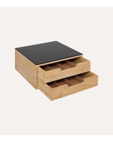Portacapsulas de 2 Cajones de Bambú