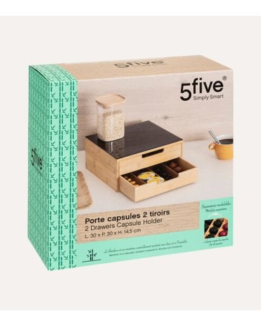 Portacapsulas de 2 Cajones de Bambú