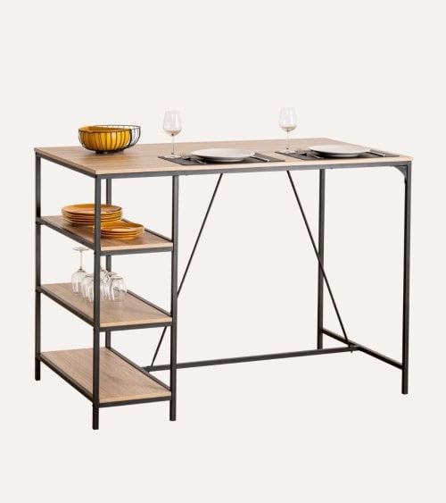 Mesa Alta de Bar Aliaj de Acero con 3 Estantes