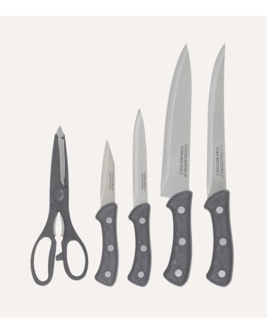 Set de 4 Cuchillos, Tabla de Corte y Tijeras de Cocina