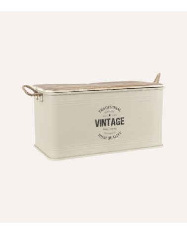 Caja de Metal con Tapa y Asas Estilo Vintage