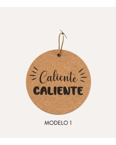 Salvamantel de Corcho Circular con Frase Graciosa