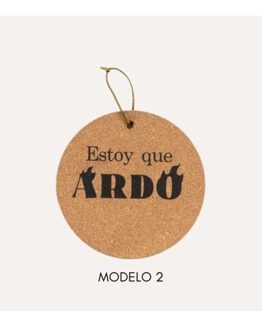 Salvamantel de Corcho Circular con Frase Graciosa