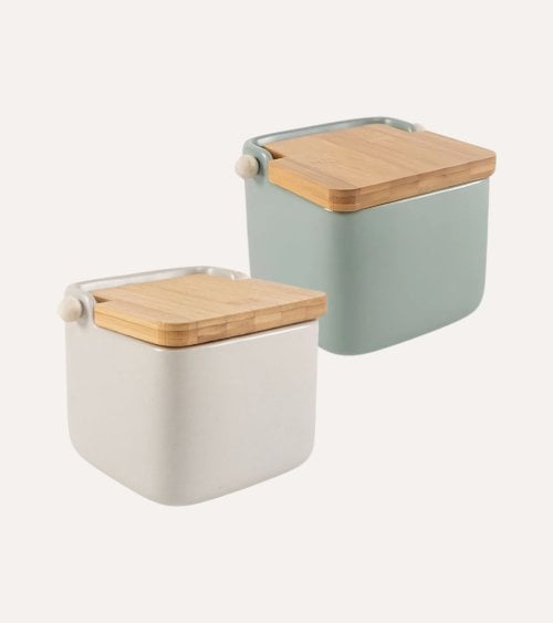 Salero Sade de Cerámica con Tapa de Madera