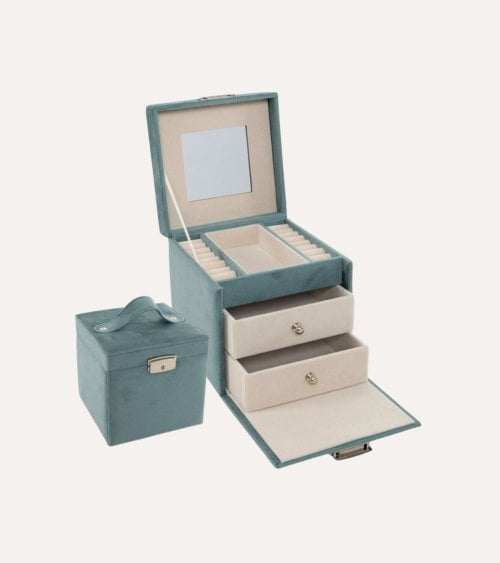 Joyero Terciopelo de 2 Cajones y Mini Espejo