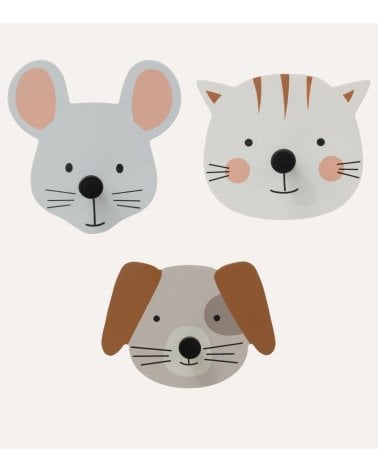 Set de 3 Percheros Decorativos con Diseño de Animales