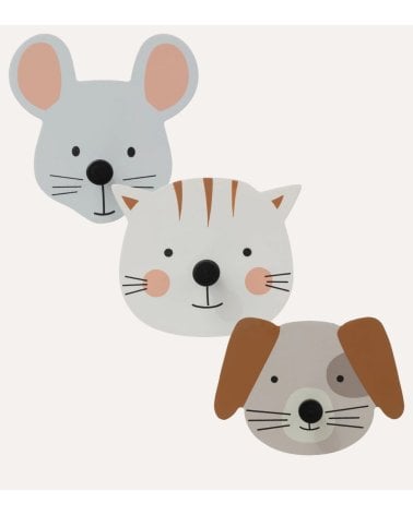 Set de 3 Percheros Decorativos con Diseño de Animales