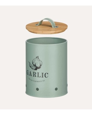 Bote para Ajos Homemade de Acero y con Tapa de Bambú