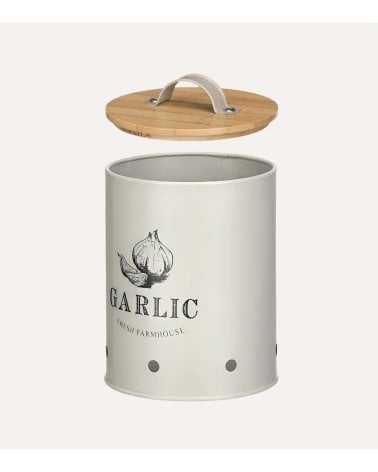 Bote para Ajos Homemade de Acero y con Tapa de Bambú