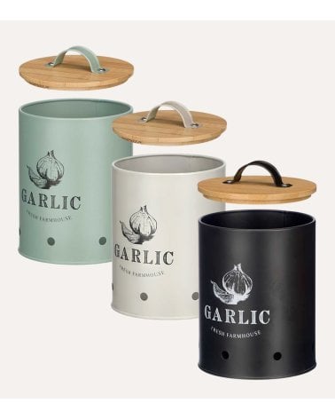 Bote para Ajos Homemade de Acero y con Tapa de Bambú