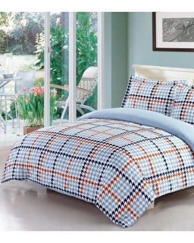 Funda Nórdica A Cuadro con 2 Fundas para Almohadas