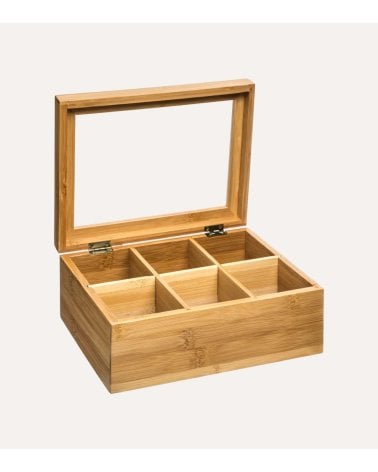 Caja de Té de 6 Compartimiento de Bambú