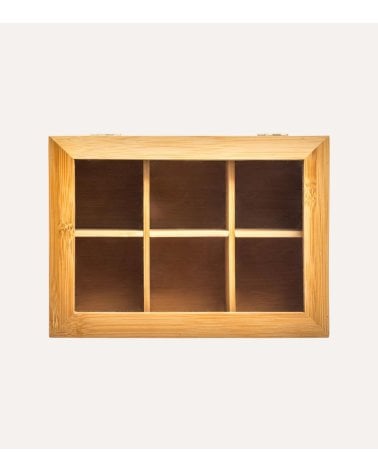 Caja de Té de 6 Compartimiento de Bambú