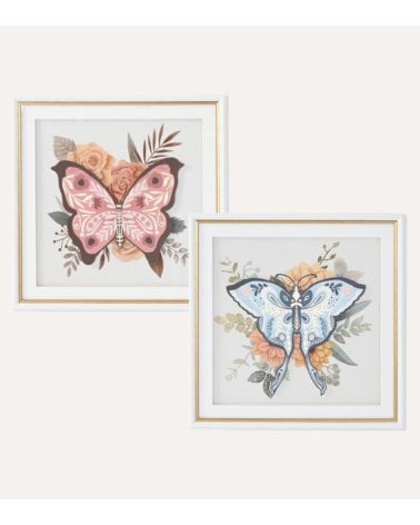 Cuadro de Mariposa Floral de Cristal