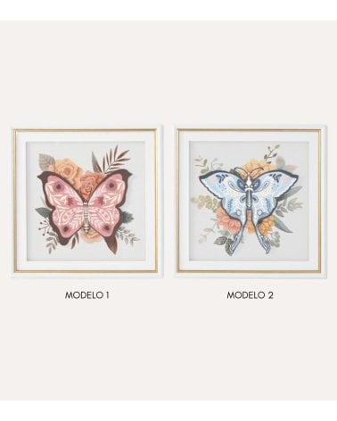 Cuadro de Mariposa Floral de Cristal