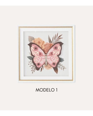 Cuadro de Mariposa Floral de Cristal