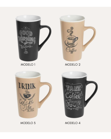 Taza Alta con Diseño para Amantes del Café