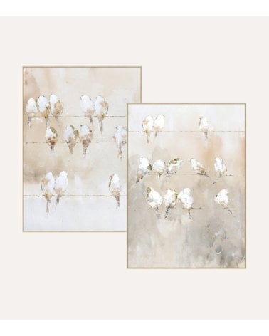 Cuadro Lienzo de Pájaros Dorados en la Lluvia