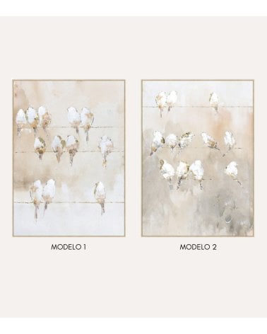 Cuadro Lienzo de Pájaros Dorados en la Lluvia