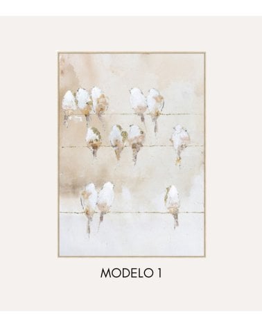 Cuadro Lienzo de Pájaros Dorados en la Lluvia