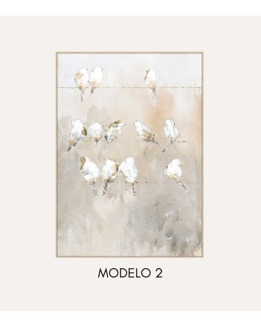 Cuadro Lienzo de Pájaros Dorados en la Lluvia