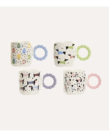 Taza Mug Colorida de Mascotas de Porcelana