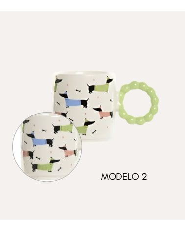 Taza Mug Colorida de Mascotas de Porcelana