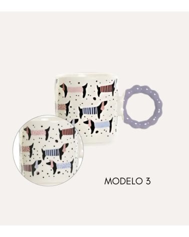 Taza Mug Colorida de Mascotas de Porcelana