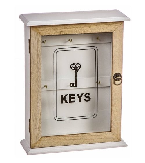 Cuelga Llaves de Madera MDF con Puerta de Cristal