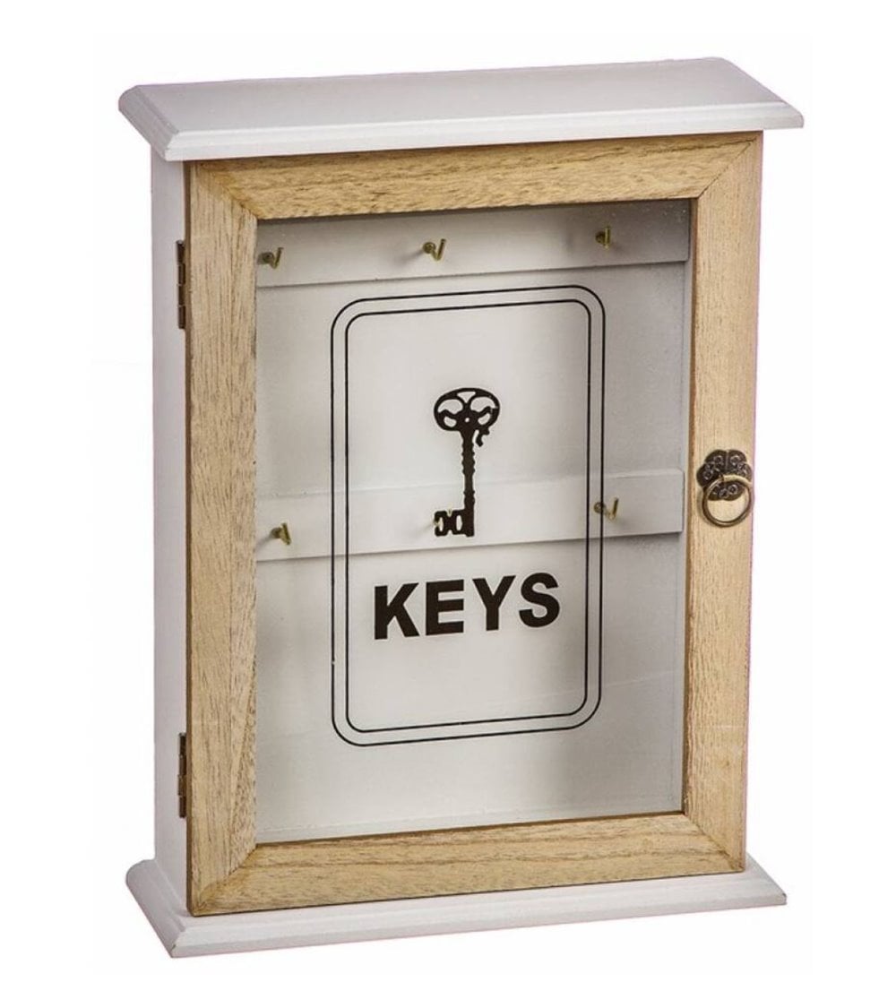 Cuelga Llaves de Madera MDF con Puerta de Cristal