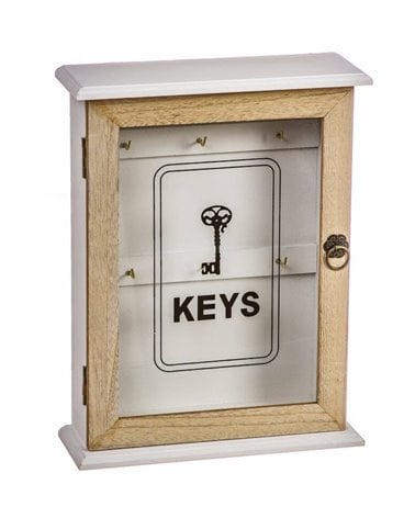 Cuelga Llaves de Madera MDF con Puerta de Cristal