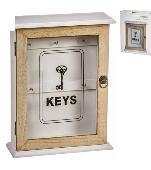 Cuelga Llaves de Madera MDF con Puerta de Cristal