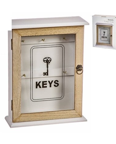Cuelga Llaves de Madera MDF con Puerta de Cristal