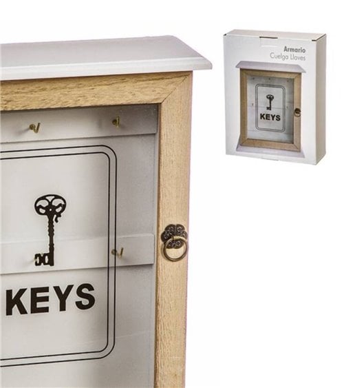Cuelga Llaves de Madera MDF con Puerta de Cristal