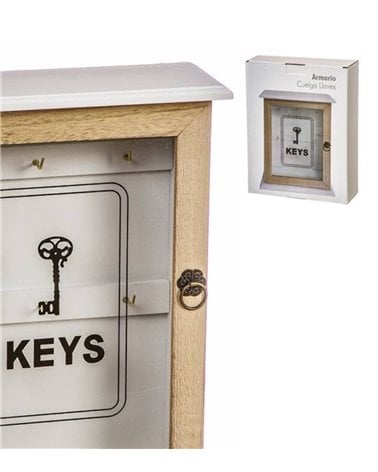 Cuelga Llaves de Madera MDF con Puerta de Cristal