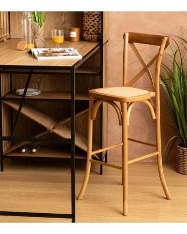 Silla Alta de Bar Isak de Madera de Roble Natural
