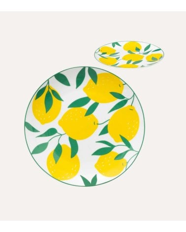 Plato de Postre Limones de Porcelana