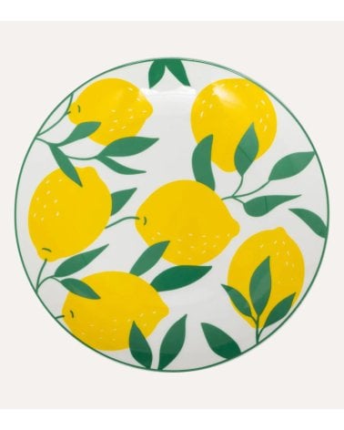 Plato Llano Limones de Porcelana