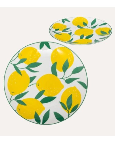 Plato Llano Limones de Porcelana