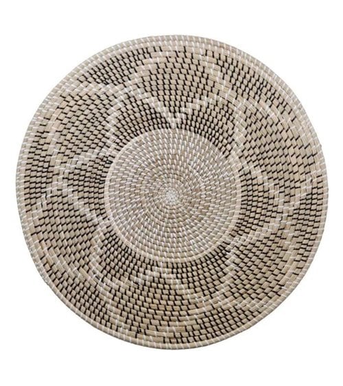 Mural Circular de Fibras Natural con Diseño de Mandala