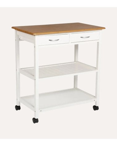 Isla de Cocina Auxiliar de Efecto Bambú