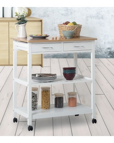 Isla de Cocina Auxiliar de Efecto Bambú