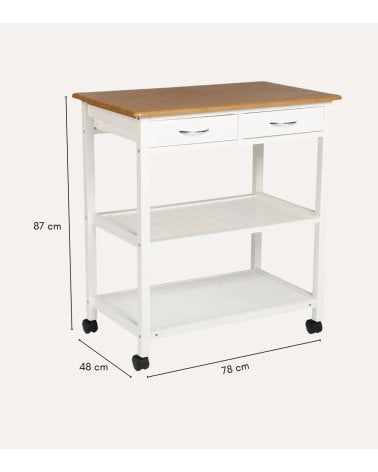 Isla de Cocina Auxiliar de Efecto Bambú