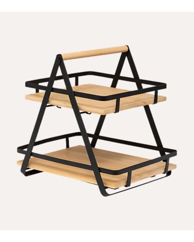 Estante Ordera 2 Niveles Metal y Bambú