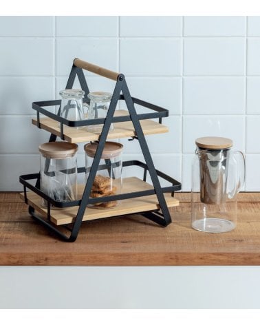 Estante Ordera 2 Niveles Metal y Bambú