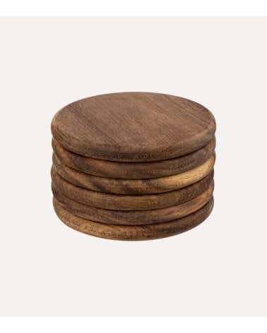Set de 6 Posavasos de Madera de Acacia