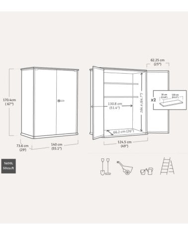 Cobertizo para Exteriores High Store+ de Resina y Metal